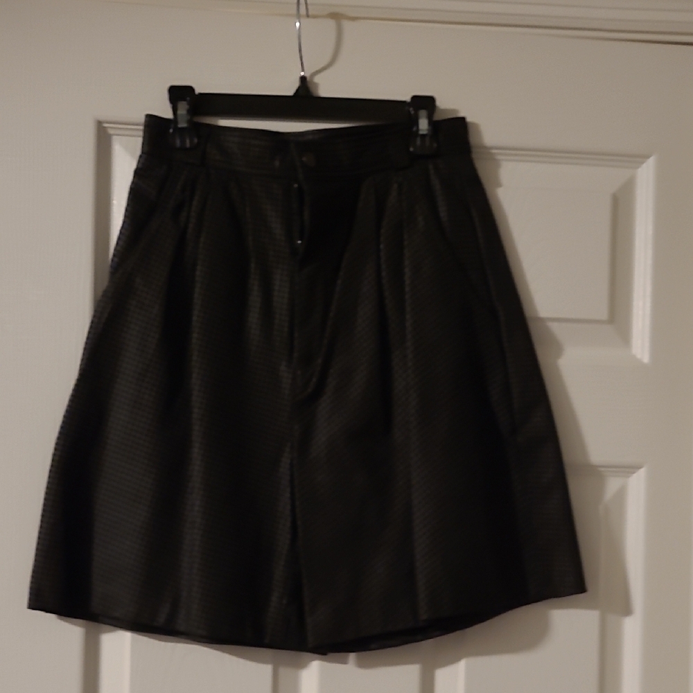 NWOT Black And Gray Houndstooth Real Leathet Shorts Made In The USA